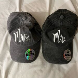 NWT Mr and Mrs baseball hats